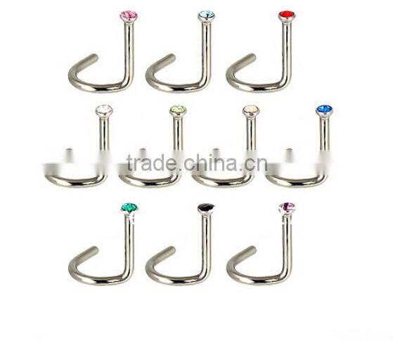 Nose Retainer Rings Studs hide piercing Bio Flexible Clear Screw On Gems