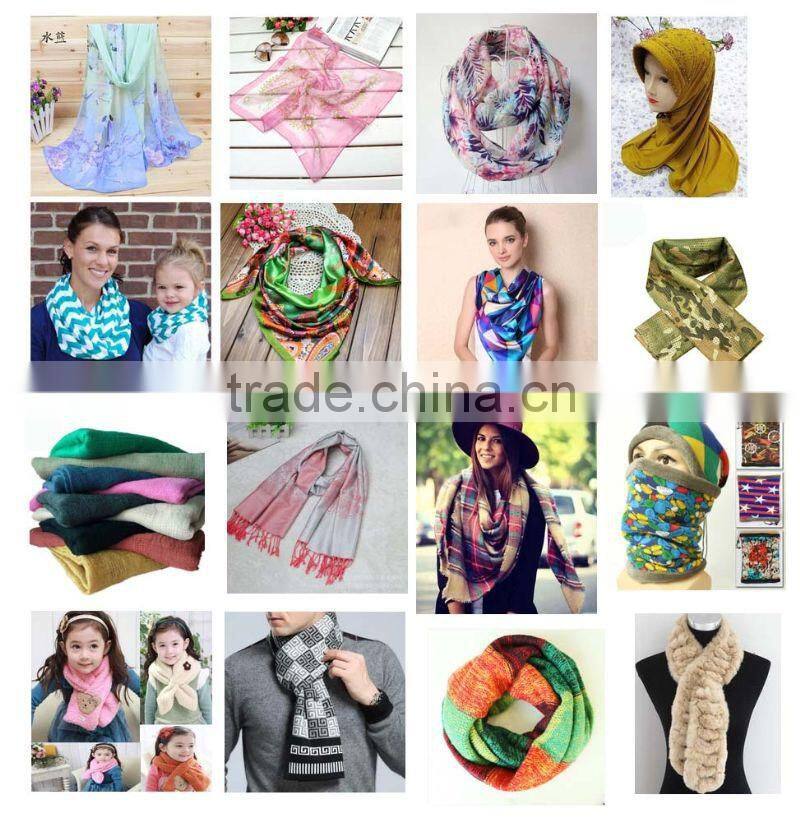 Black Background Crown Printed Polyester Scarf