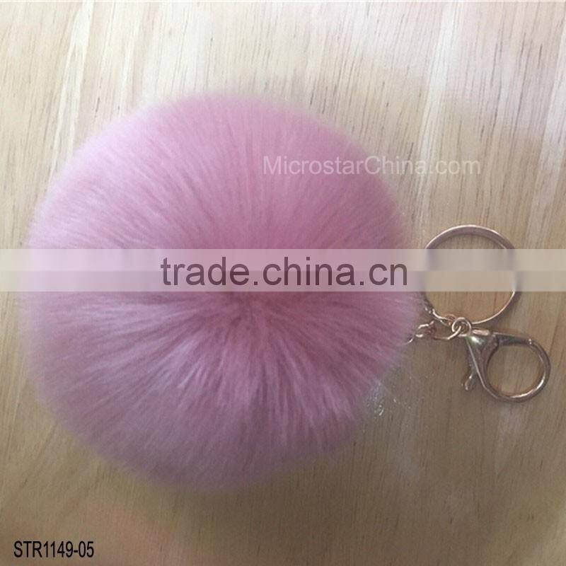 19 colors size of 10cm Cute Fluffy Ball imitation fox fur ball keychain Pendant Handbag Charm Keyring