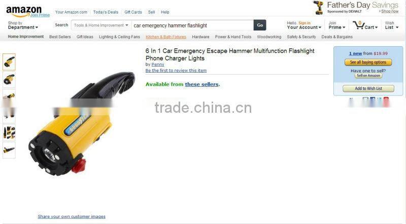 SORBO Multifunction Emergency Light Bus Safety Escape Hammer with Cell Phone Charger