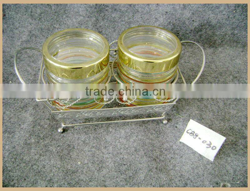 glass jars with shelf