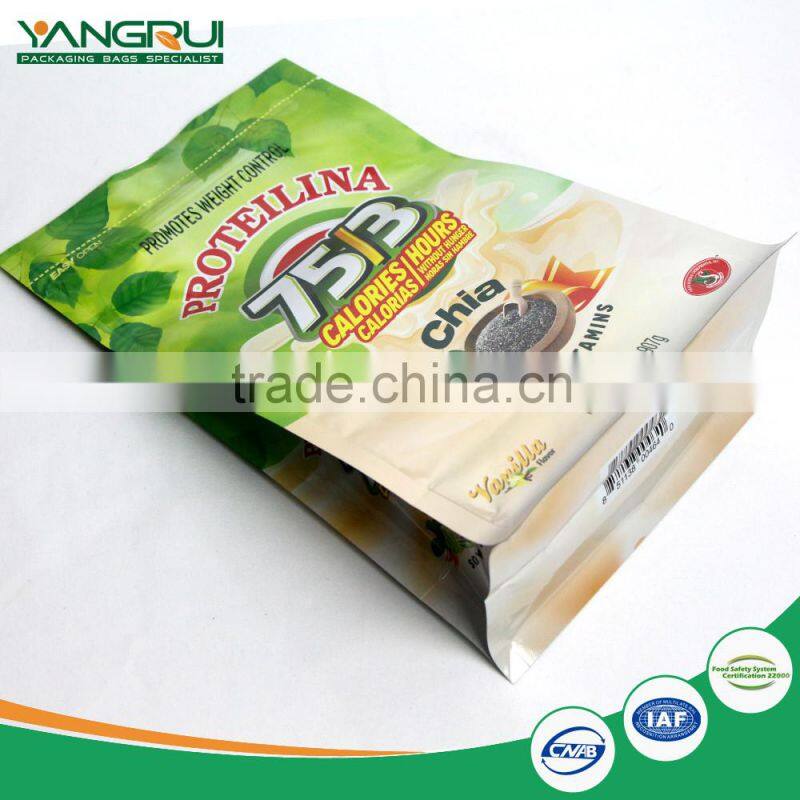 laminated foil coffee powder pouch square bottom plastic bag eco-friendly zip-lock foil bags aluminum packing