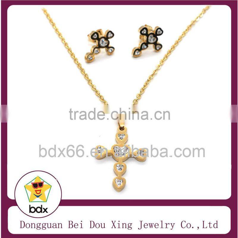Muslim Jewelry China Wholesales Fashion Gold Plated Stainless Steel Religious Catholic Our Father Jesus Cross Charm Necklace