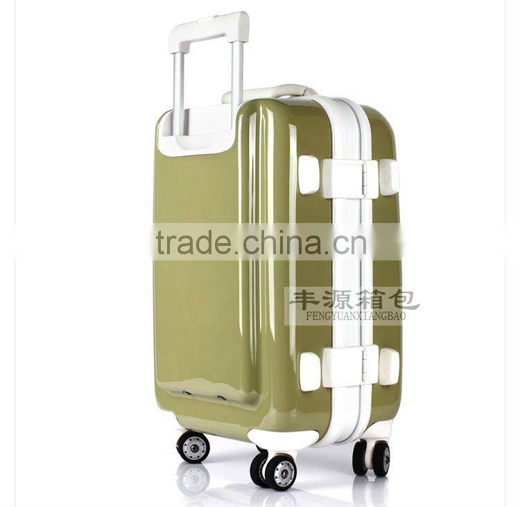 2014 china factory trolley case colorful abs luggage with aluminum frame/PC trolley luggage/ hard suitcase