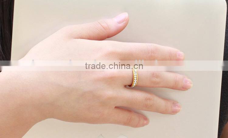 KSTONE Latest Designs Gold Shiny Couple Ring, Gold Crystal Ring For Couples