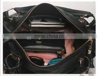 Black customised genuine leather handbag travel kit bag women tote bag