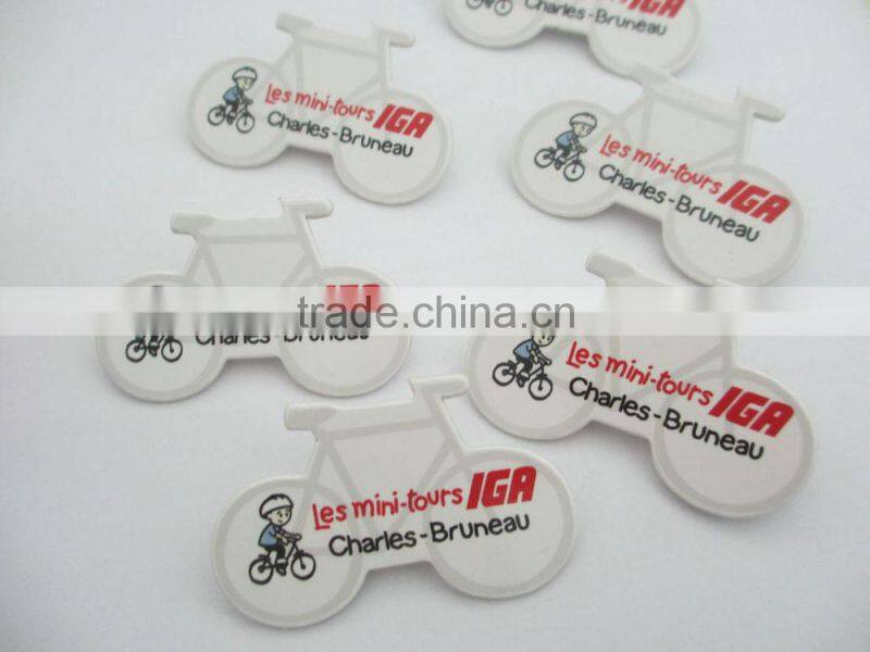 paper pin badge ,promotional gift , button badge , bike shaped pin badge
