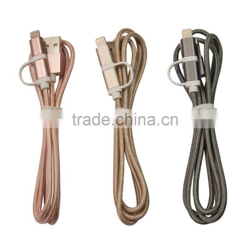 Android Galaxy S7/Edge Rose Gold USB cable, braided metal jacket USB to 8pin for iPhone 6s, for iPad Air 2 mini iPad Pro