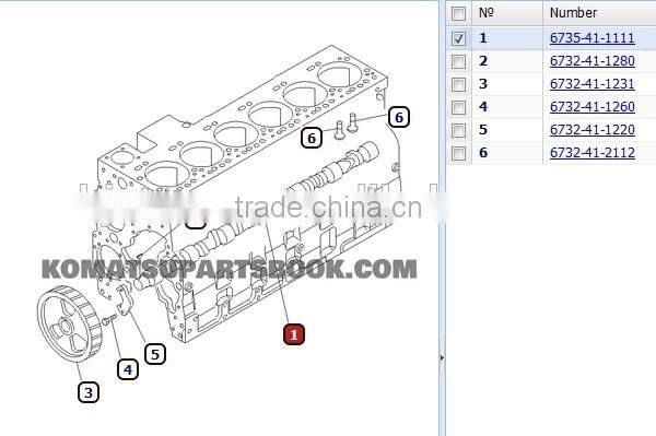 PC200-7 6735-41-1111 excavator camshafts