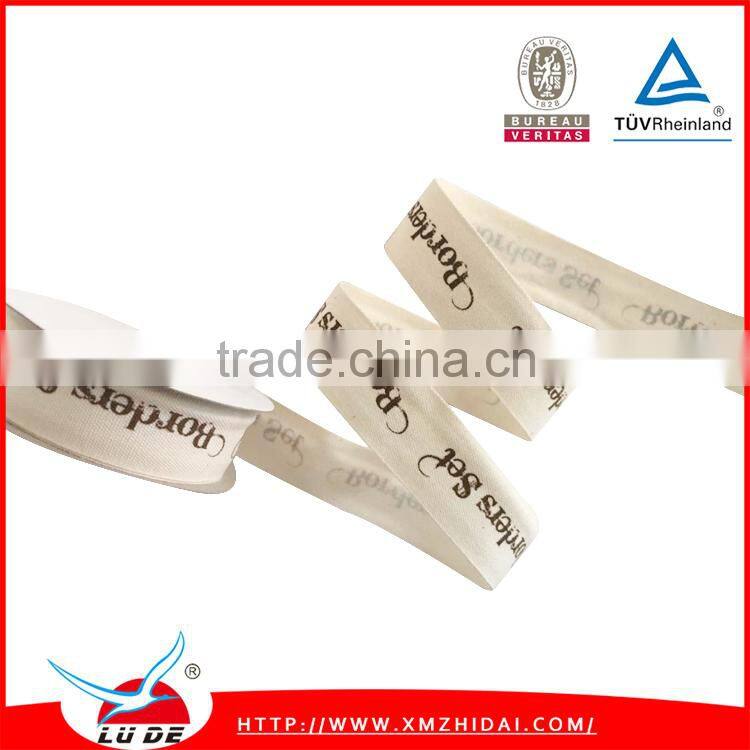 2016 High quality custom design printed cotton ribbon for wholesale