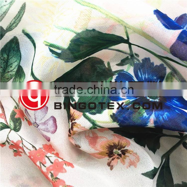 100%polyester floral printed high quality georgette chiffon fabric for beach dress