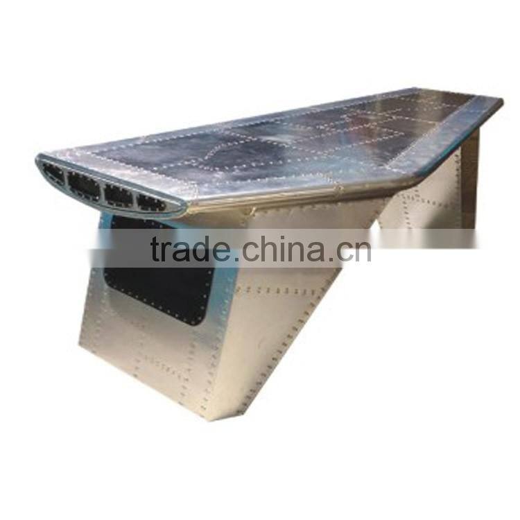 Aluminum Metal Rivets Wing Aviator Desk Vintage Aluminium Desk