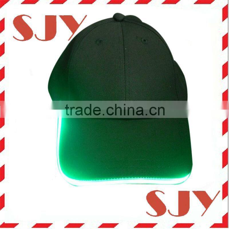 100% cotton 6 panel cutom sports cap with led lights