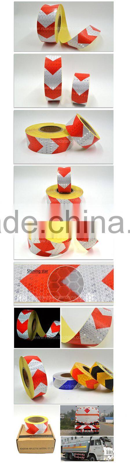 Arrow reflective adhesive warning tape for vehicle