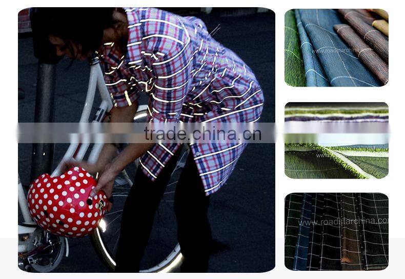 Plaid yarn dyed pure polyester reflective fabric