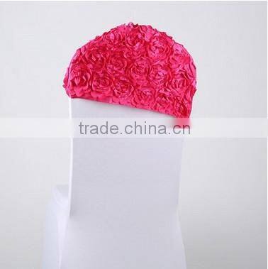 Fashionable Cheap Wholesale Spandex Satin Rosette Chair Cover Chair Cap/ Chair Hood for