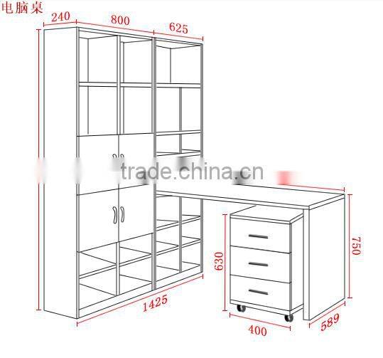 Melamine Large Size Bookcase With Studying Table