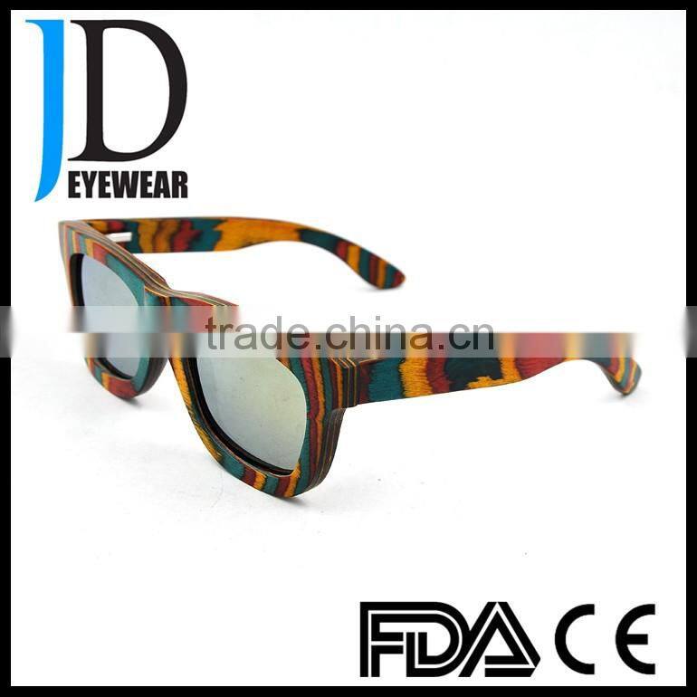 High Quality Colorful Skateboard Wood Retro Style wooden sunglasses
