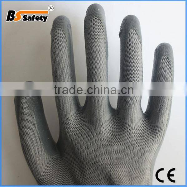 BSSAFETY Protective nitrile Coated Nitrile 13 Guage Nylon knitted gardening glove