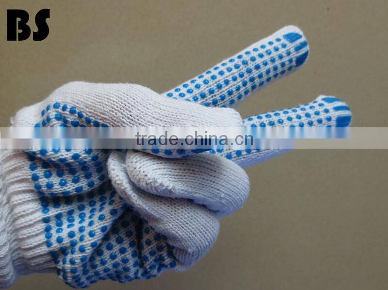 BSSAFETY 10 or 13 gauge cotton yarn knitting with pvc dotted gloves