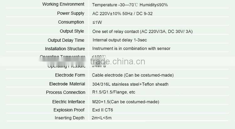 2015 new Capacitance Type Level Sensor/Level Switch (Cable Electrode with 316L)