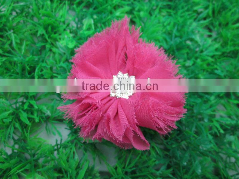 2.5"Chiffon Shabby Flowers with Stone Vintage Chiffon Shabby Flowers for Baby Hair Accessories Kids Accessories IN STOCK