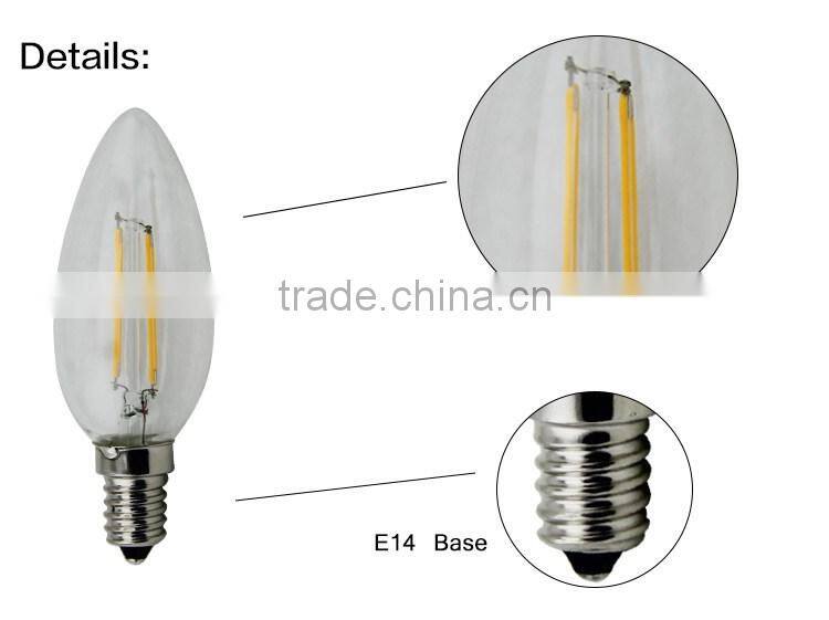 Clear Housing E27 Dimmable LED Filament Bulb C35 4w E14 B22