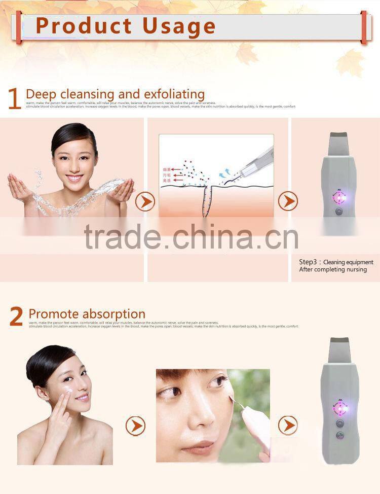 portable Rechargeable ultrasonic skin scrubber, skin scrubber ultrasonic peeling