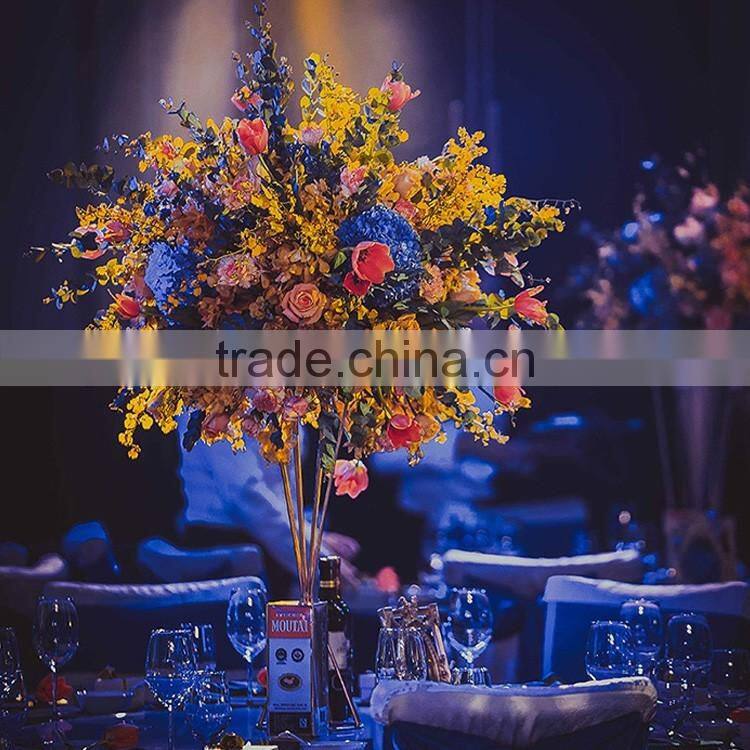 LDJ560 artificial flower gold plated flower stands for tables