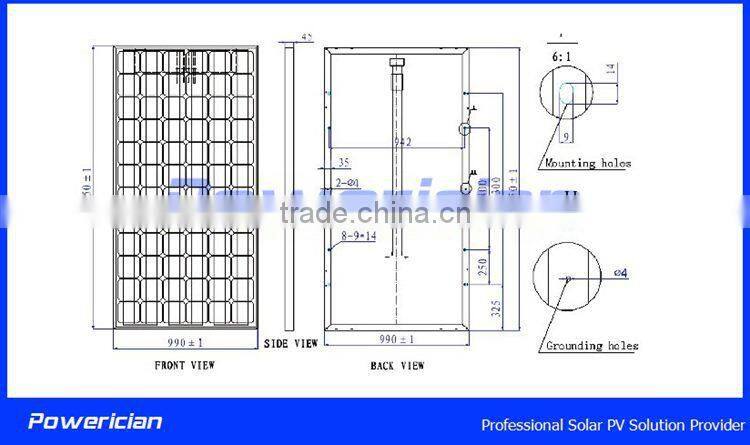305W Mono Solar Panel for Grid Tied Solar Power Project OEM Accepted Solar Panel from Powerician