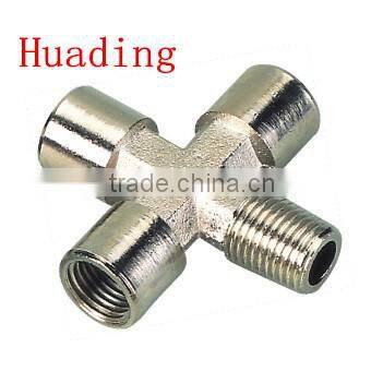 brass four way female fitting ,3/8 " 1/2" 1/4" brass fitting cross type fitting
