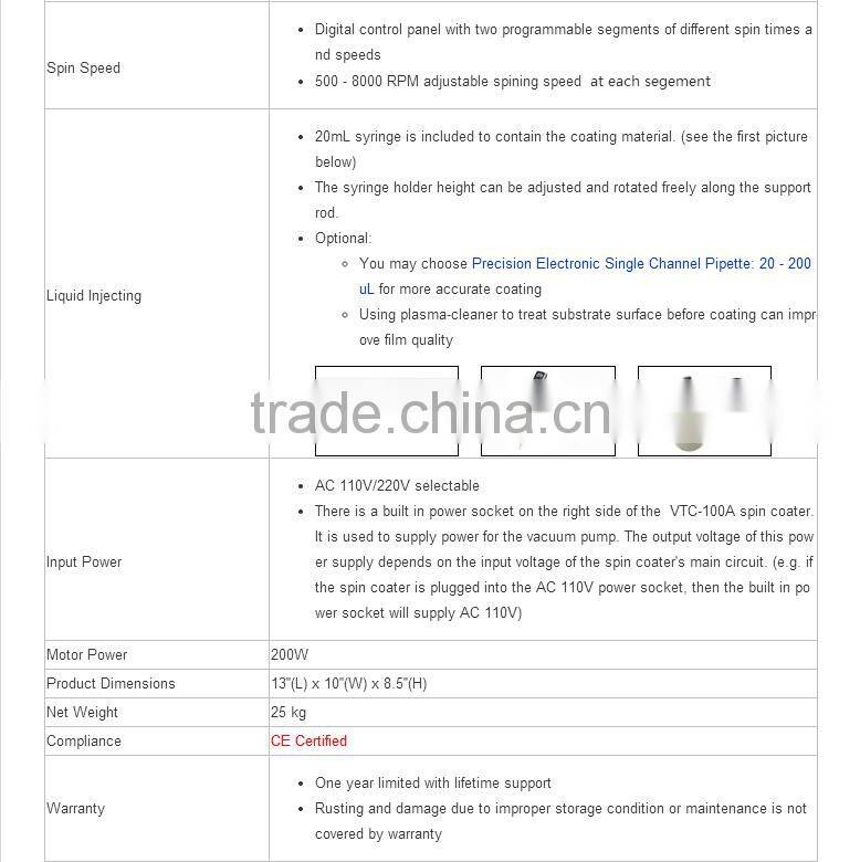 VTC-200PA SPIN COATER WEIYI BRAND