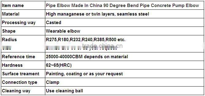 Pipe Elbow Made In China 90 Degree Bend Pipe Concrete Pump Elbow
