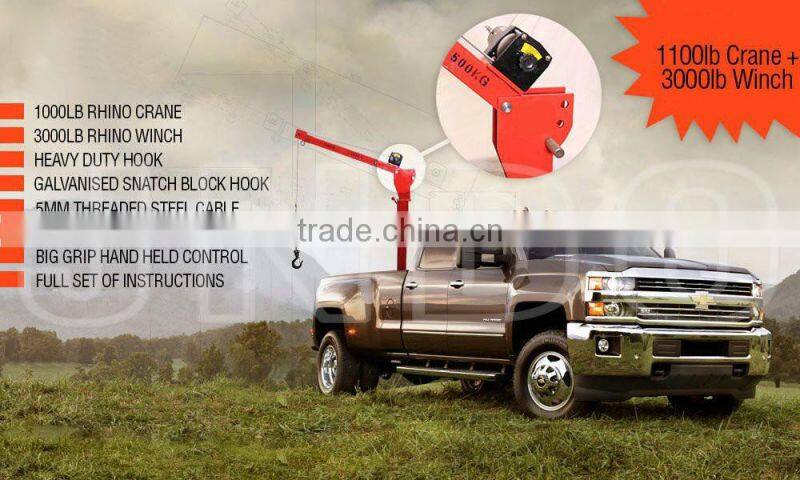 12V 3000lbs electric winch 500kg crane pick-up truck lift crane