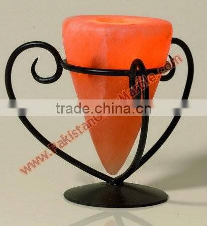 WROUGHT IRON SALT CANDLE HOLDER & TEALIGHTS