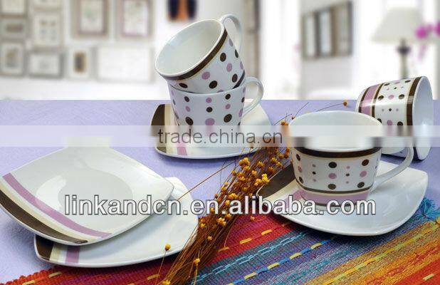 hand made decaled white ceramic coffee sets