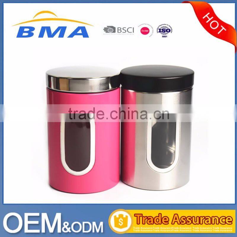 2017 New Different Colors Stainless Steel Canister Set For Tea,Coffee