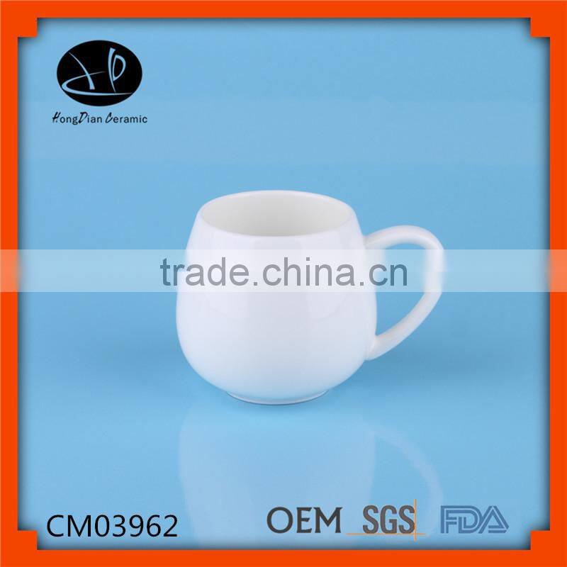 promotional mug creative ceramic mug,White ceramic porcelain tumbler beaker shaving mug with handle