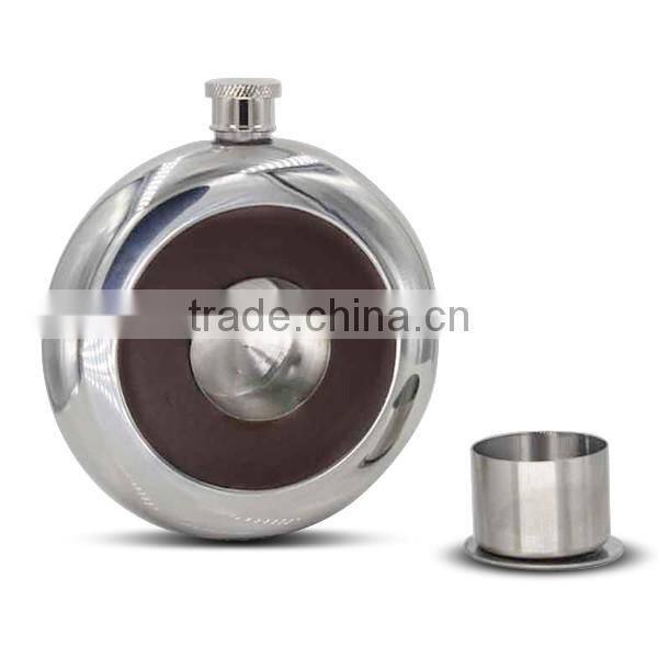 Stainless steel hip flasks laser welding mirror flask with cup 5oz