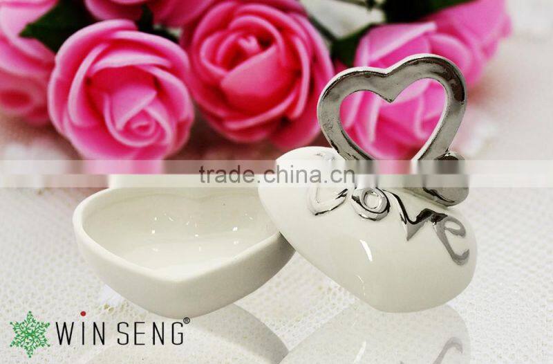 Porcelain Heart shaped Wedding Jewellery Box