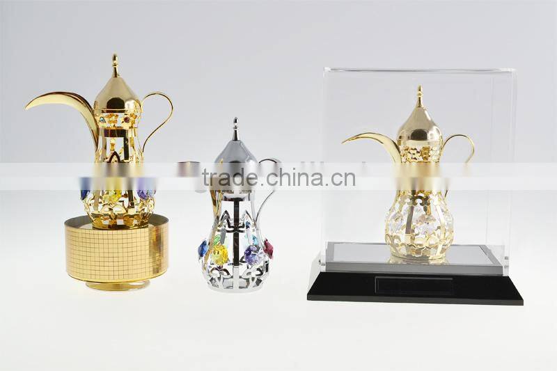 Gold Plated Decorative Mid-east Kettle with Acrylic Box for home decoration