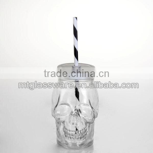 2016 newest 14oz skull paper transter glass oil&vinager bottle