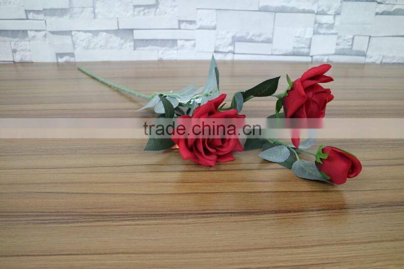 Red silk rose flower for wedding decoration