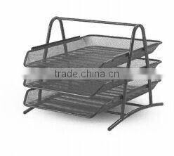 3-Tier Black Metal Mesh Office File Document Tray
