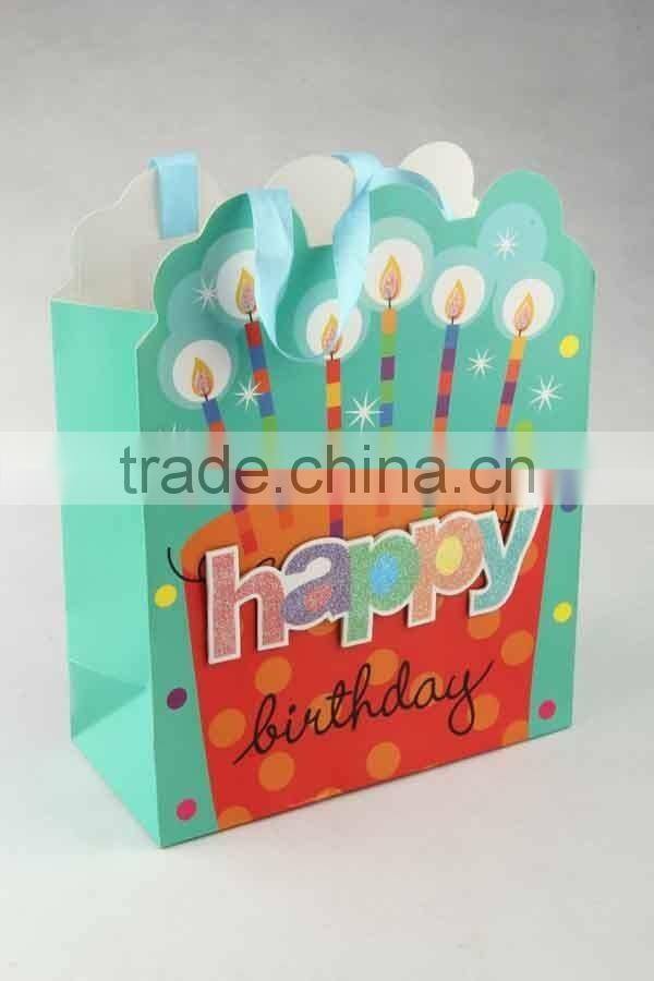 Shopping Paper Bag With 3D Flower pattern/Printed Foldable Gift Bag