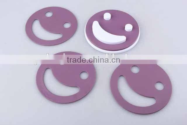 5pc round emoji heat insulation pad hollowing plastic pot holder