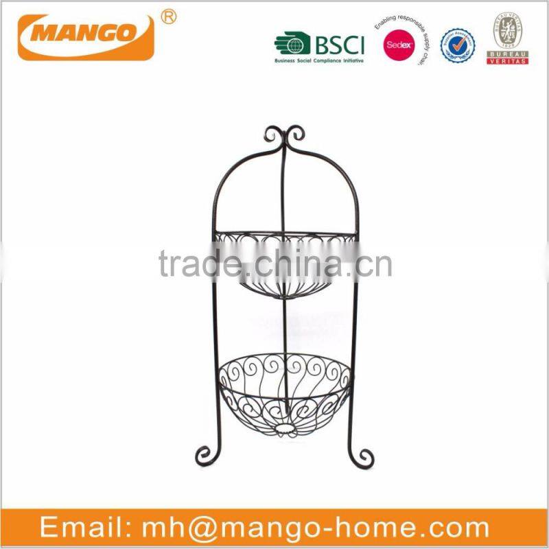Metal Wire Two Layers Garden Flower Basket