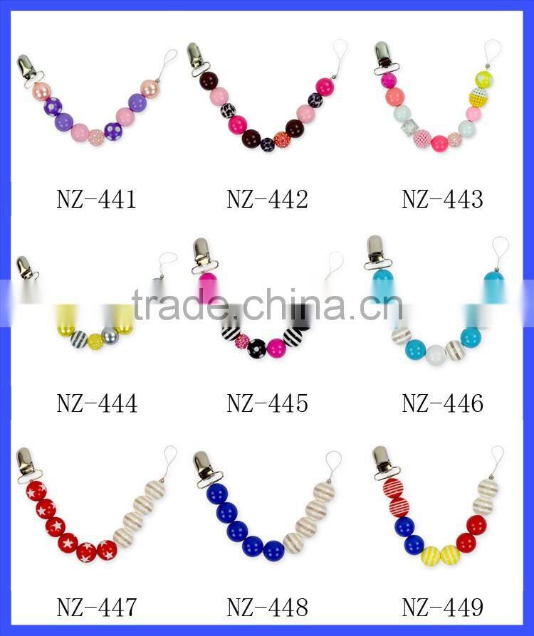 2017 New Designs Toddlers Teething Silicone Pacifier Chain Clip Baby Pacifier Clip Holder