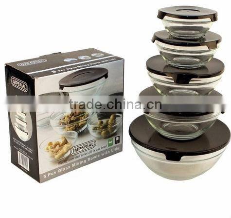 Glass Bowl with Red Lids