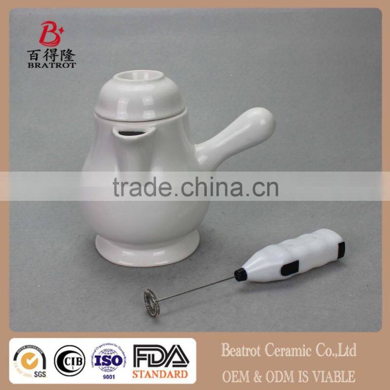 Ceramic Hot Chocolate Pot with Electric Mixer Bar